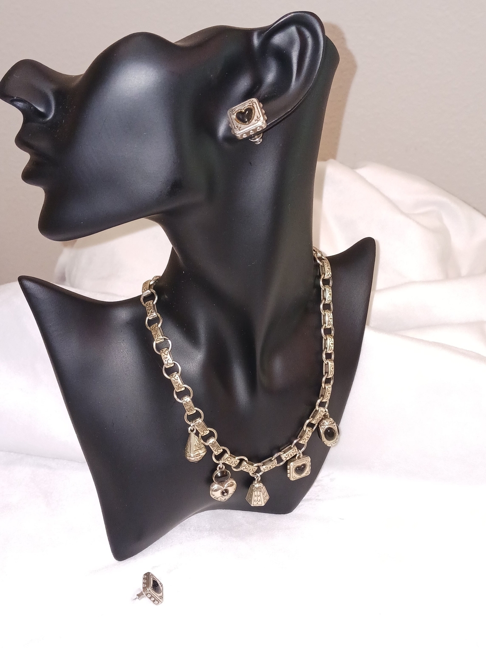 Brighton Gold-Tone Charm Link Necklace with Black Accents